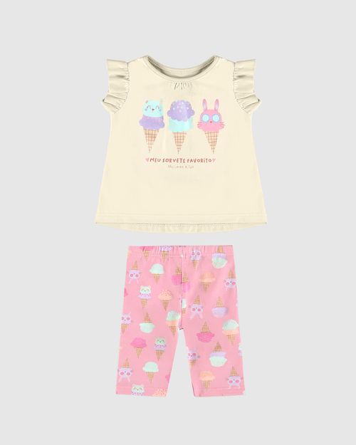Conjunto Infantil Menina Meu Sorvete Favorito Em Algodão Malwee Kids