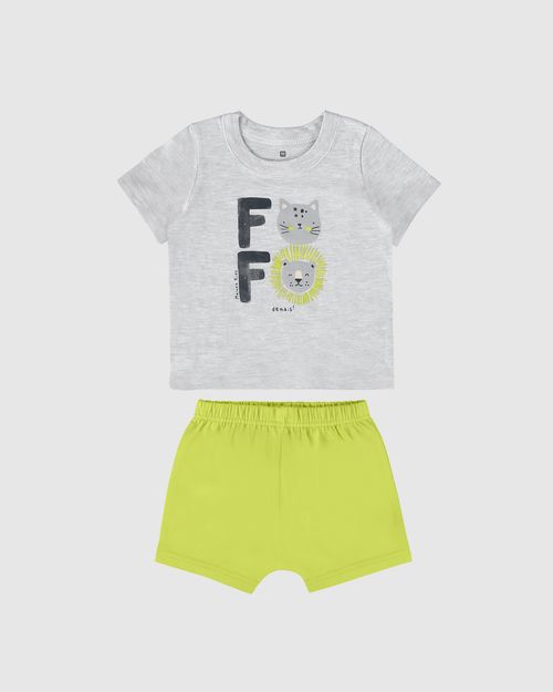 Conjunto Infantil Menino Camiseta Estampa Frontal Em Algodão Malwee Kids