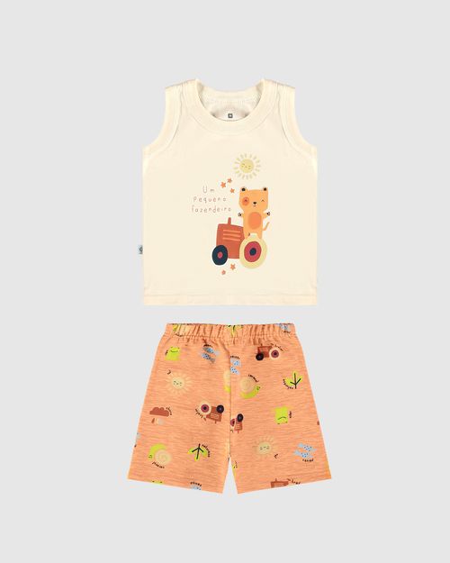 Conjunto Infantil Menino Um Pequeno Fazendeiro Em Algodão Malwee Kids