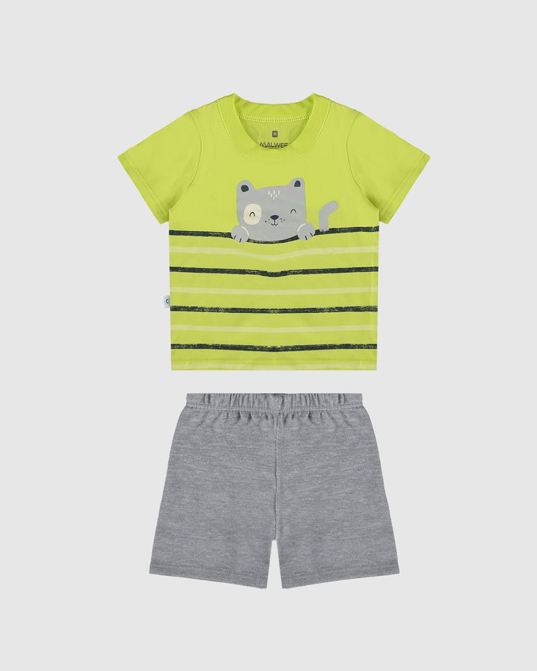 Conjunto Infantil Menino Bermuda Em Moletom Texturizado Malwee Kids