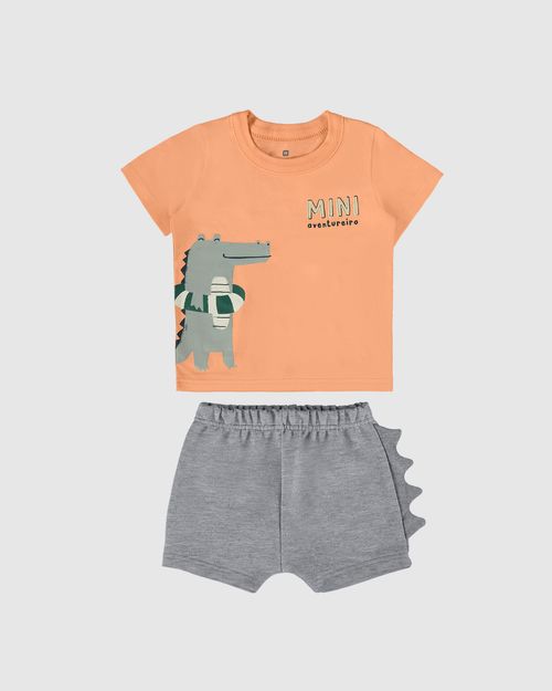 Conjunto Infantil Menino Bermuda Com Aplique Interativo Malwee Kids