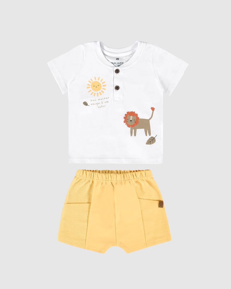 Conjunto Infantil Menino Camiseta Peitilho Em Algodão Malwee Kids
