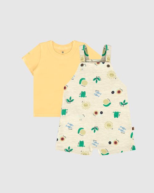 Conjunto Infantil Menino Macaquinho Estampado Em Moletinho Malwee Kids