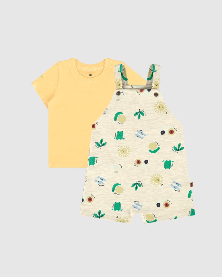 Conjunto Infantil Menino Macaquinho Estampado Em Moletinho Malwee Kids