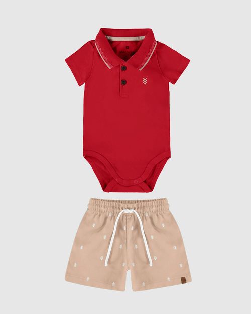 Conjunto Infantil Menino Body Polo Em Algodão Malwee Kids
