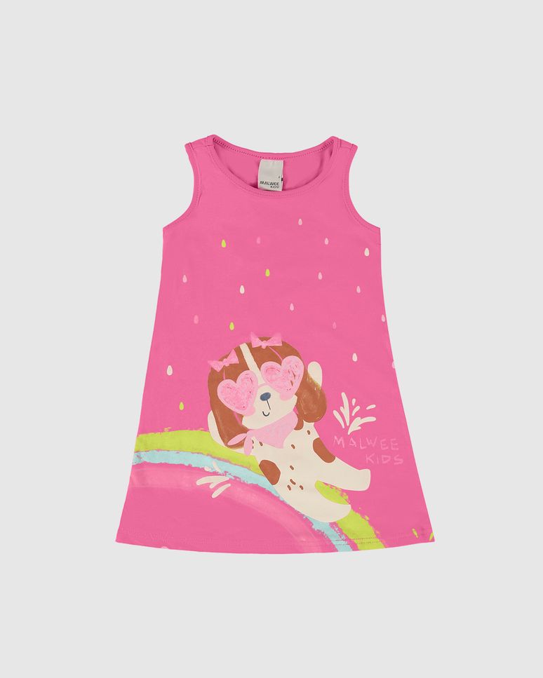 Vestido Infantil Evasê Com Estampa Em Algodão Malwee Kids