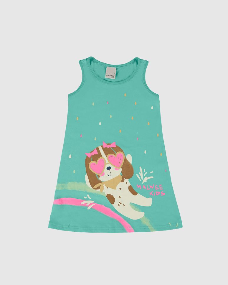 Vestido Infantil Evasê Com Estampa Em Algodão Malwee Kids