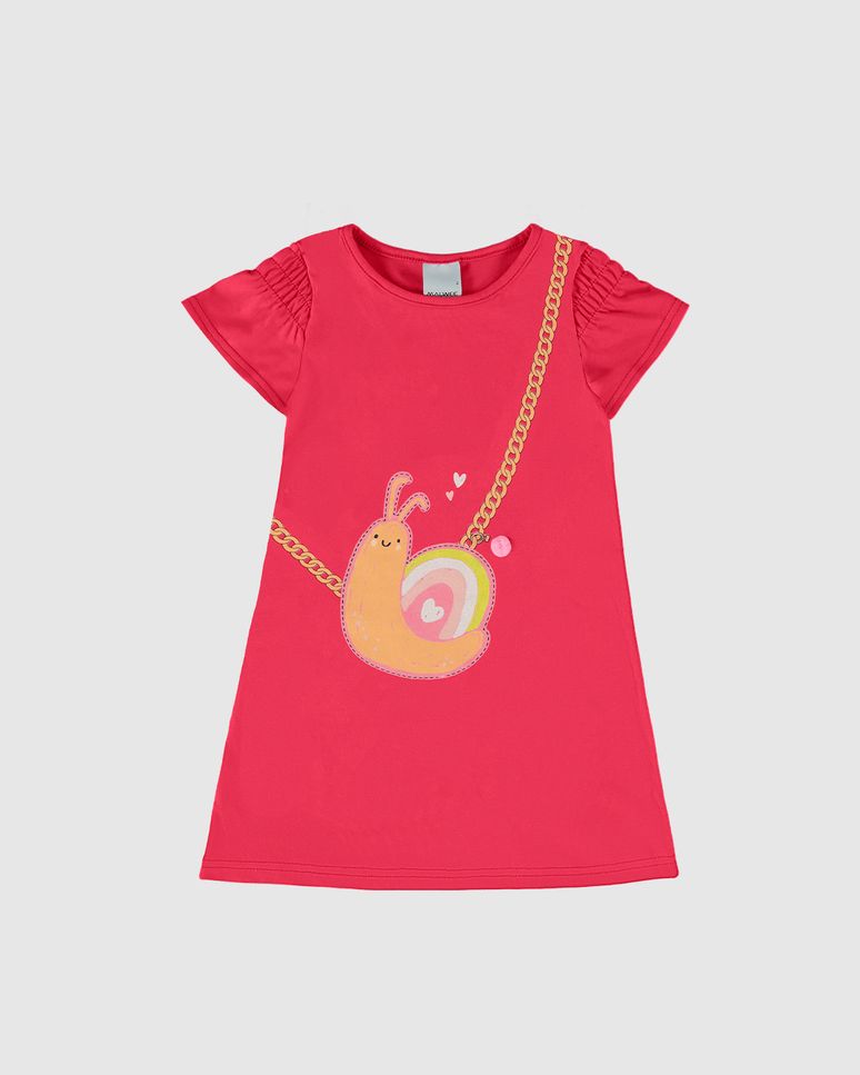 Vestido Infantil Estampa Com Aplique Interativo Em Algodão Malwee Kids