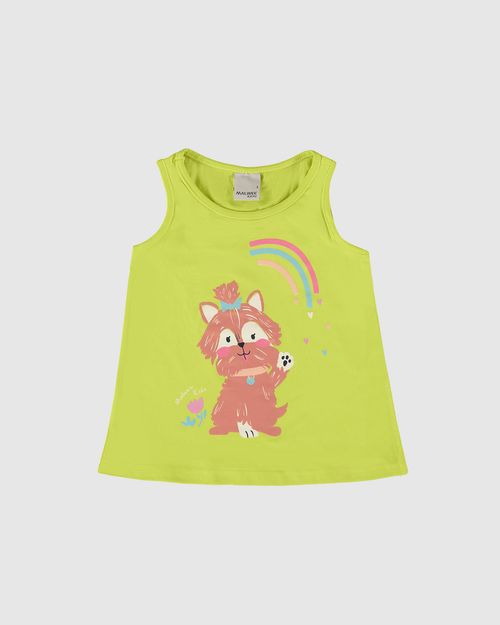 Regata Infantil Menina Cachorrinho Em Algodão Malwee Kids