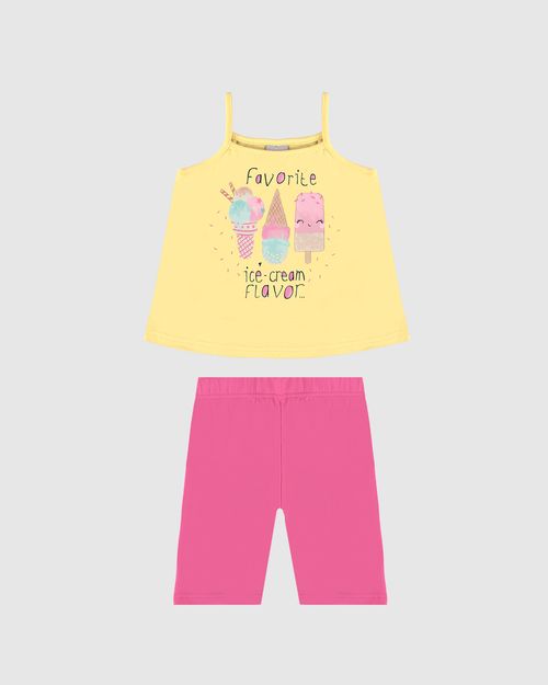 Conjunto Infantil Menina Regata Alça Fina Com Estampa Em Algodão Malwee Kids
