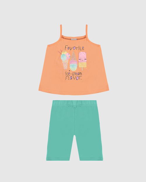 Conjunto Infantil Menina Regata Alça Fina Com Estampa Em Algodão Malwee Kids