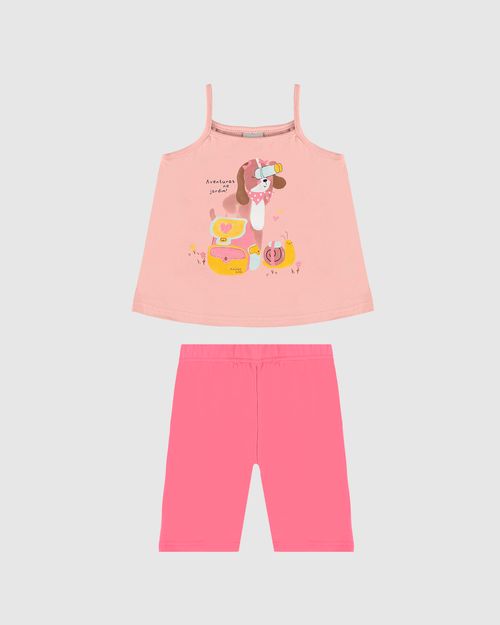 Conjunto Infantil Menina Regata Alça Fina Com Estampa Em Algodão Malwee Kids