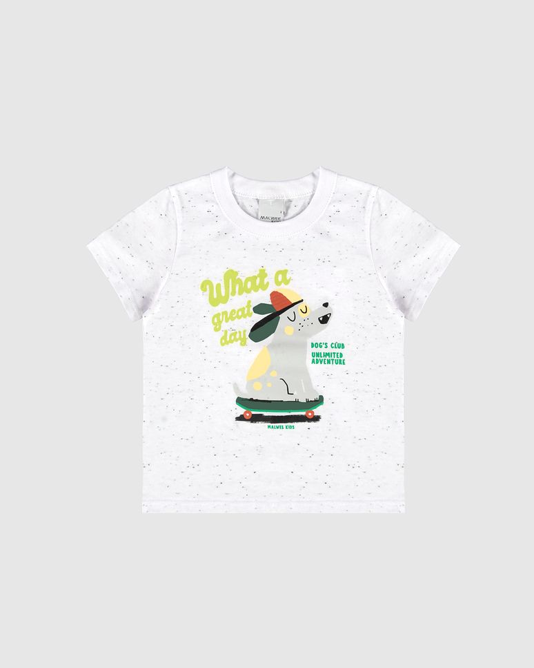 Camiseta Infantil Menino What A Great Day Em Malha Botonê Malwee Kids