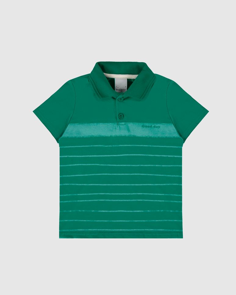 Camisa Polo Infantil Menino Listras Frontais Em Algodão Malwee Kids