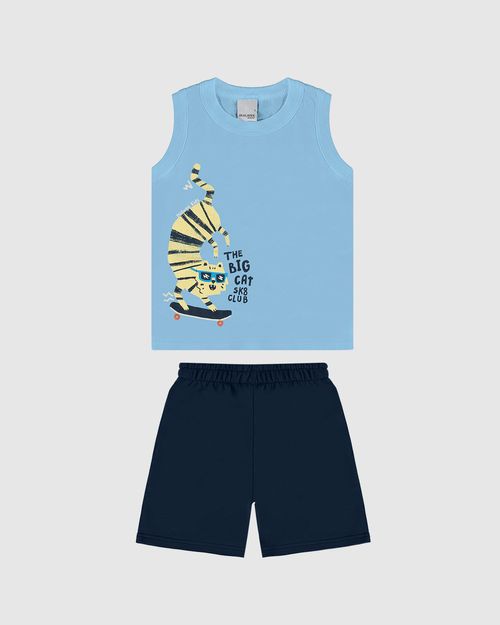 Conjunto Infantil Menino The Big Cat Sk8 Club Em Algodão Malwee Kids