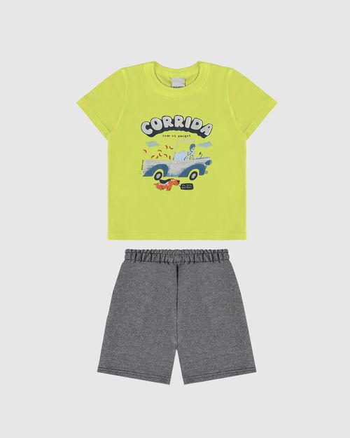 Conjunto Infantil Menino Camiseta Corrida Com Os Amigos Algodão Malwee Kids