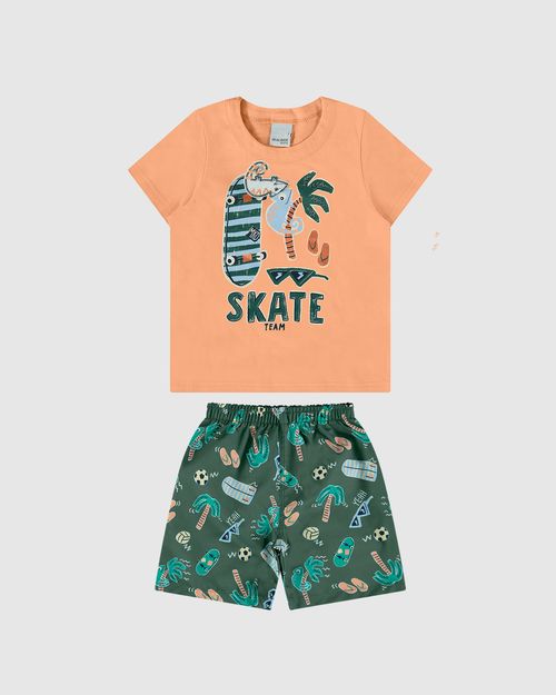 Conjunto Infantil Menino Estampa Skate Com Aplique Interativo Malwee Kids