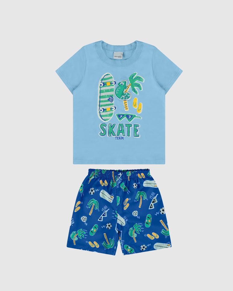 Conjunto Infantil Menino Estampa Skate Com Aplique Interativo Malwee Kids