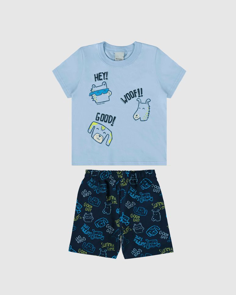 Conjunto Infantil Menino Hey! Woof! Good! Em Algodão Malwee Kids
