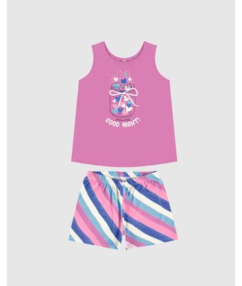 Pijama Infantil Menina Regata E Shorts Estampado Em Algodão Malwee Kids