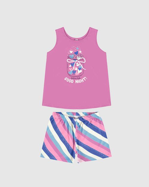 Pijama Infantil Menina Regata E Shorts Estampado Em Algodão Malwee Kids