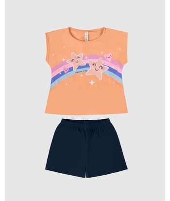 Pijama Infantil Menina Estrelinhas Em Algodão Malwee Kids