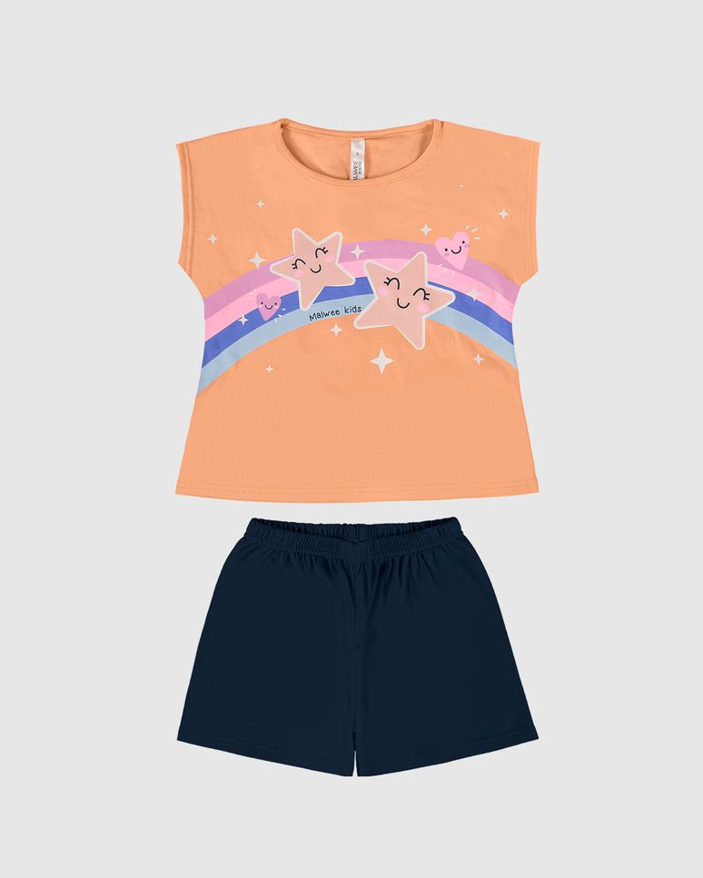 Pijama Infantil Menina Estrelinhas Em Algodão Malwee Kids