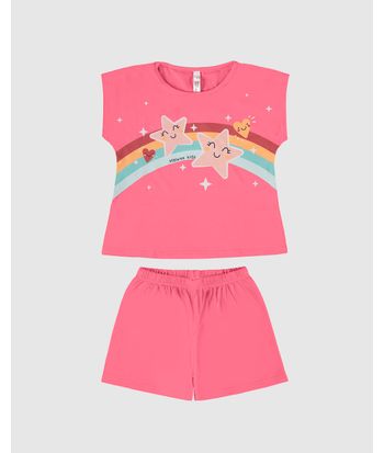 Pijama Infantil Menina Estrelinhas Em Algodão Malwee Kids