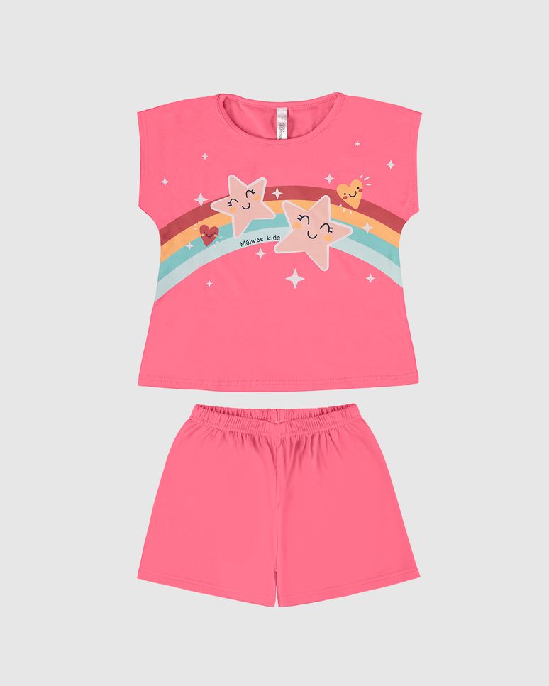 Pijama Infantil Menina Estrelinhas Em Algodão Malwee Kids