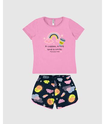 Pijama Infantil Menina A Coffee A hug And A Smile Malwee Kids