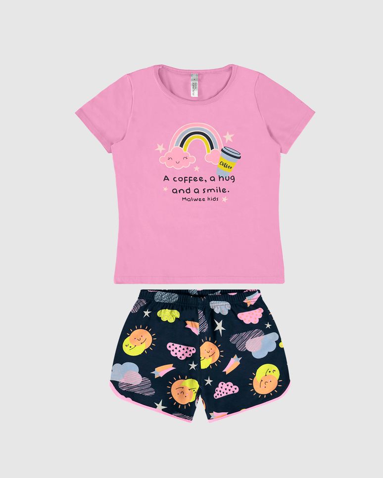 Pijama Infantil Menina A Coffee A hug And A Smile Malwee Kids