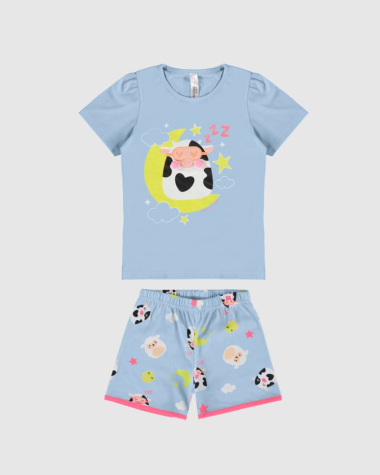 Pijama Infantil Menina Estampa + Aplique Pompom Em Algodão Malwee Kids