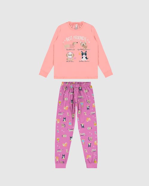 Pijama Infantil Menina Blusa Manga Longa Best Friends Em Algodão Malwee Kids