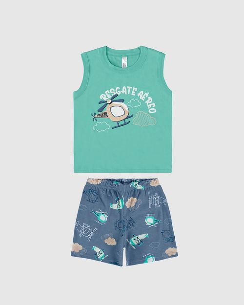 Pijama Infantil Menino Regata E Shorts Estampa Brilha No Escuro Malwee Kids