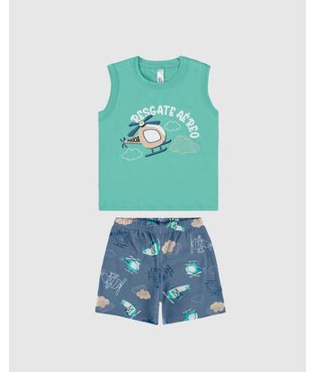 Pijama Infantil Menino Regata E Shorts Estampa Brilha No Escuro Malwee Kids