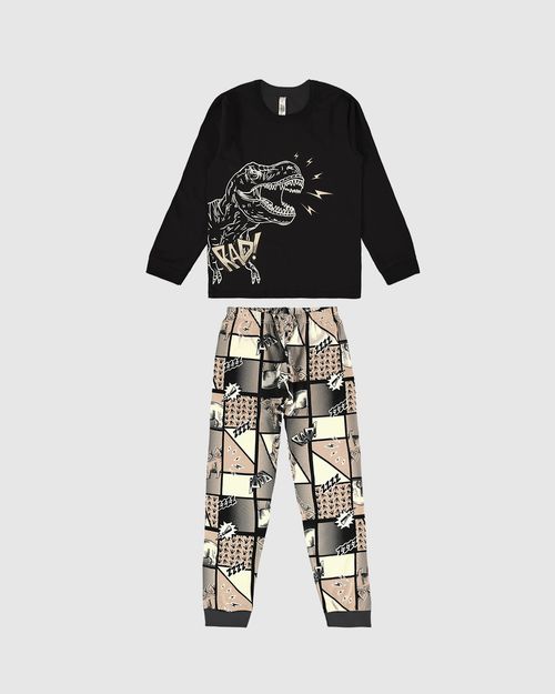 Pijama Infantil Menino Camiseta Manga Longa Rad! Em Algodão Malwee Kids