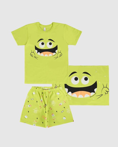 Pijama Infantil Menino Brilha No Escuro + Fronha Em Algodão Malwee Kids