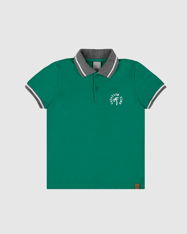 Camisa Polo Infantil Menino Estampa + Puff Em Algodão Malwee Kids