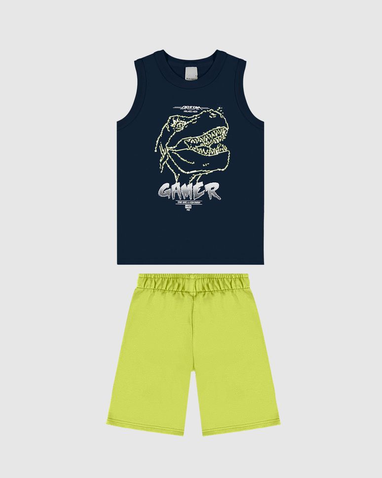 Conjunto Infantil Menino Regata Com Estampa Em Algodão Malwee Kids