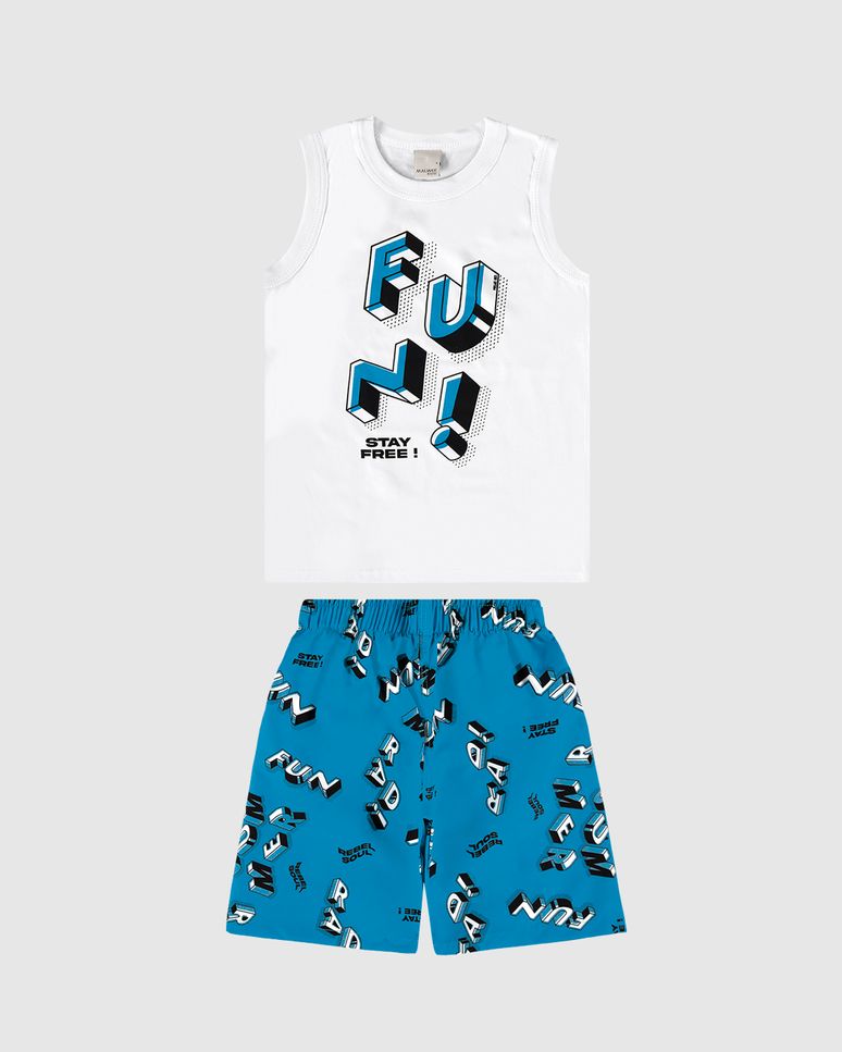 Conjunto Infantil Menino Fun! Stay Free! Em Algodão Malwee Kids