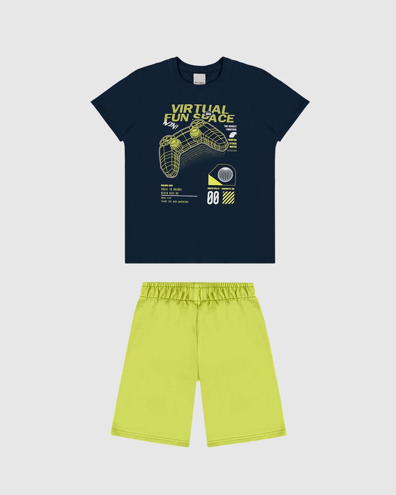 Conjunto Infantil Menino Virtual Fun Space Em Algodão Malwee Kids