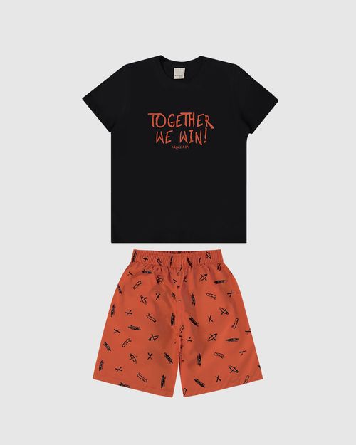Conjunto Infantil Menino Together We Win! Em Algodão Malwee Kids