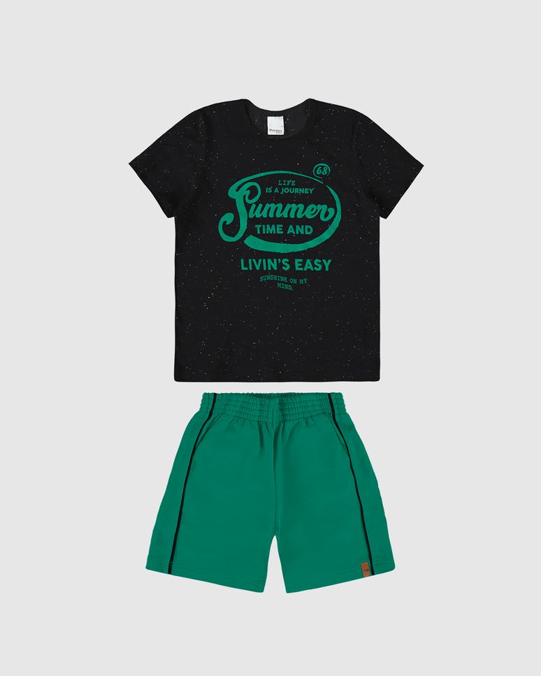 Conjunto Infantil Menino Camiseta Summer Em Malha Botonê Malwee Kids