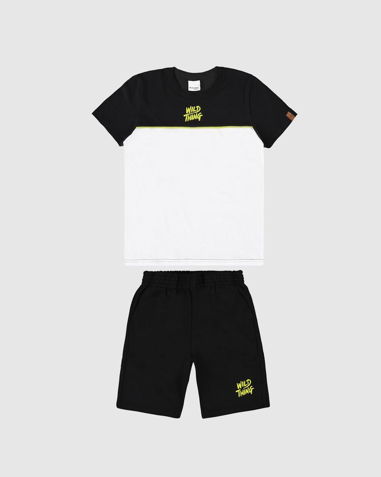 Conjunto Infantil Menino Camiseta Bicolor Em Algodão Malwee Kids