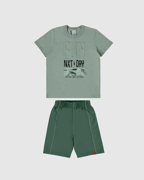 Conjunto Infantil Menino Estampa Alto Relevo Em Malha Listrada Malwee Kids