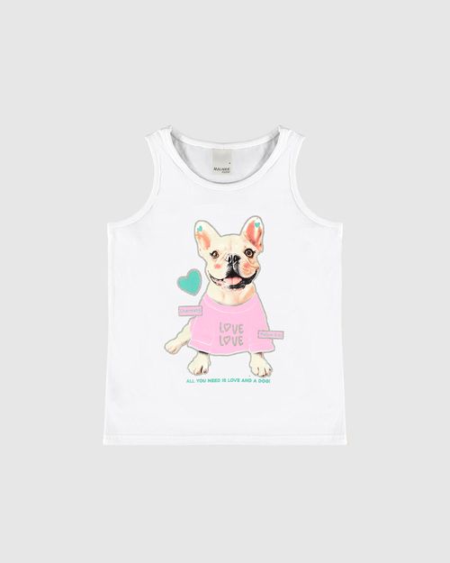 Regata Infantil Menina All You Need Is Love And A Dog Em Algodão Malwee Kids