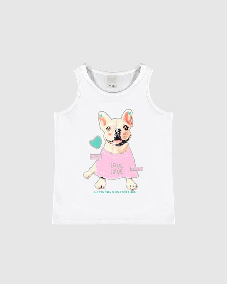 Regata Infantil Menina All You Need Is Love And A Dog Em Algodão Malwee Kids