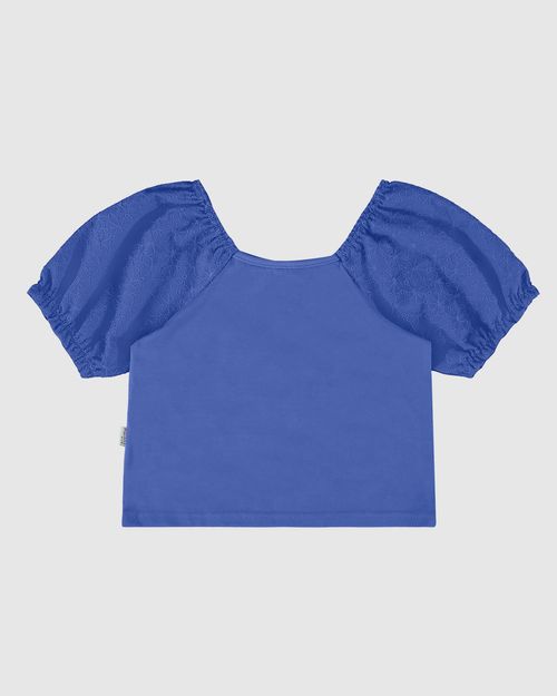 Blusa Infantil Menina Manga Bufante Em Laise Algodão Malwee Kids