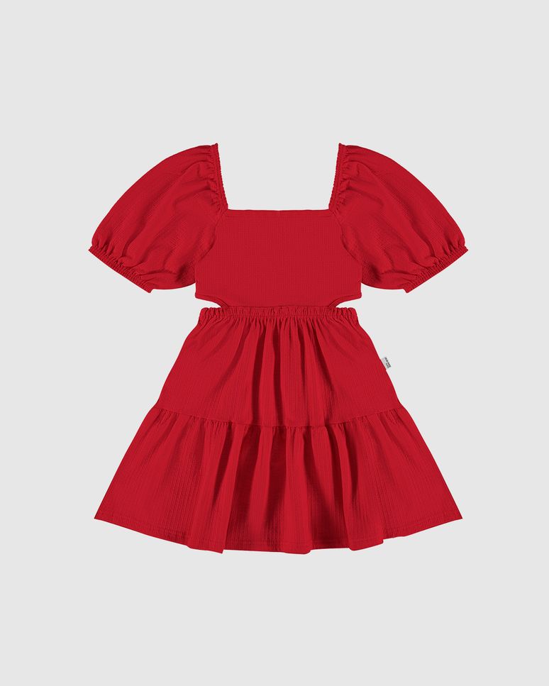 Vestido Infantil Detalhe Vazado Em Malha Texturizada Malwee Kids