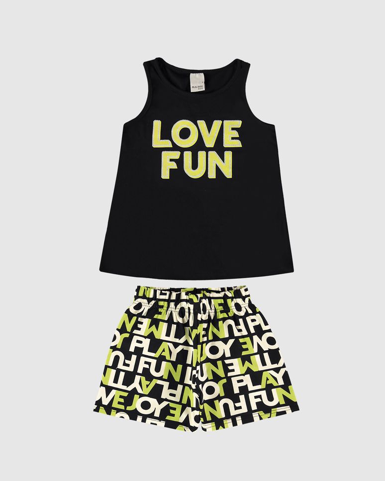 Conjunto Infantil Menina Regata Estampa Love Fun + Glitter Malwee Kids